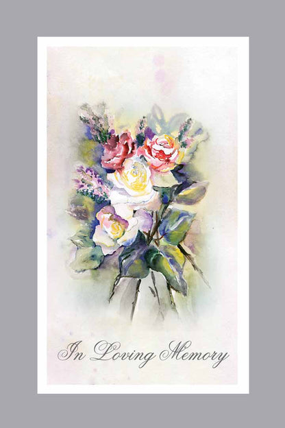 watercolor floral bouquet with In Loving Memory Prayer Card