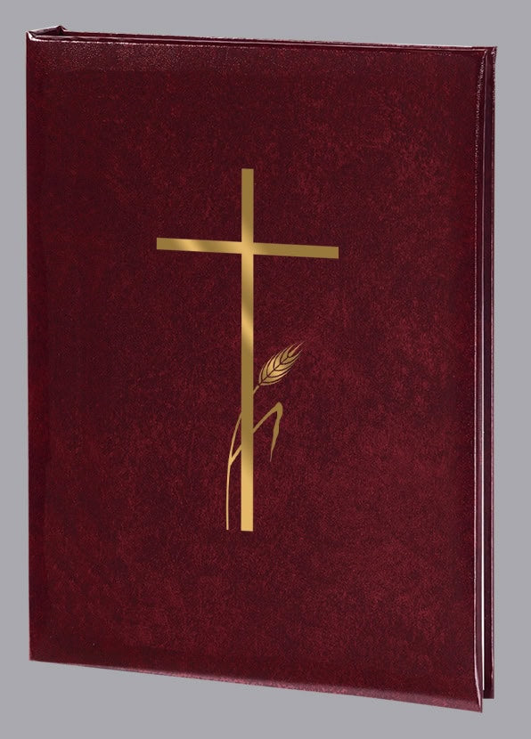 The Bread of Life Funeral Guest Book - Burgundy w/ Gold Foil - 6 Ring