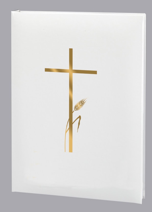 The Bread of Life Funeral Guest Book - White w/ Gold Foil - 6 Ring