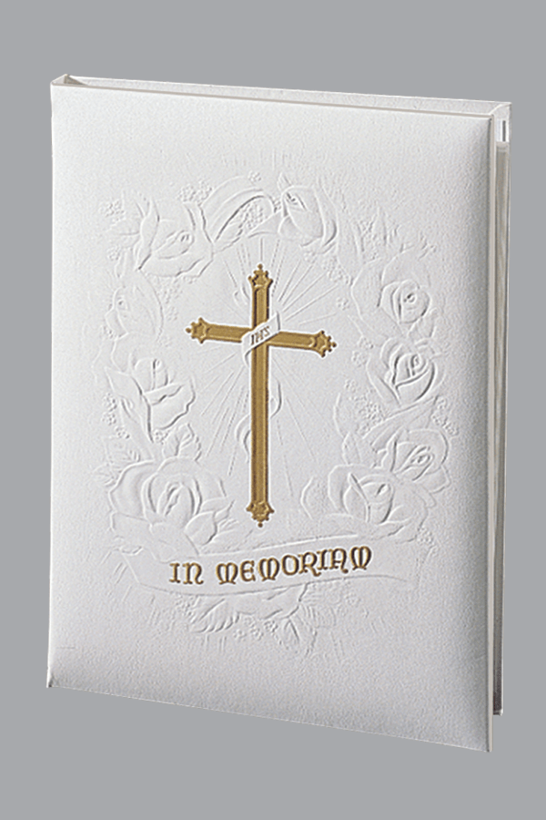 Gold Cross Funeral Guest Book
