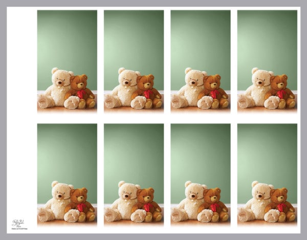 8 UP PRAYER CARD with teddy bears