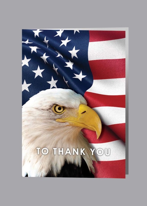 Bald Eagle with American Flag thank you card