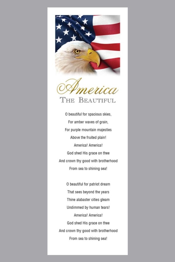 Bald eagle with American flag America the beautiful bookmark