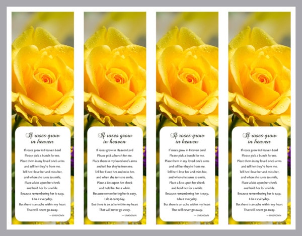4 Yellow Rose Bookmarks