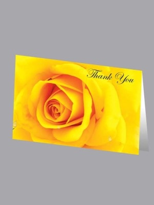 Bright Yellow Rose with black text thank you card
