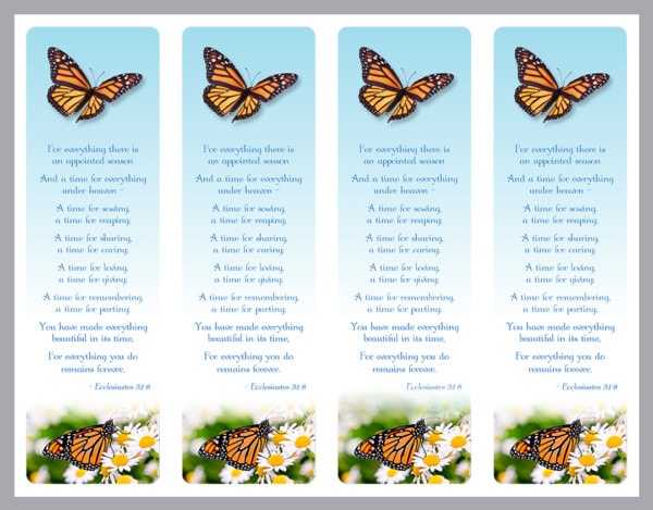 4 UP bookmark with butterfly