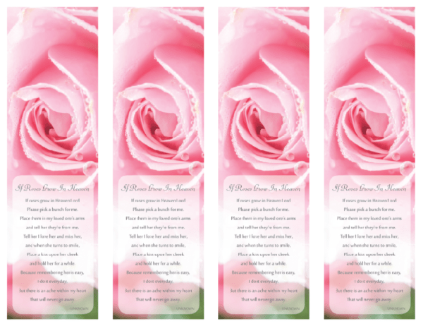 4 up Bookmark Cherished Rose 8534-BMK