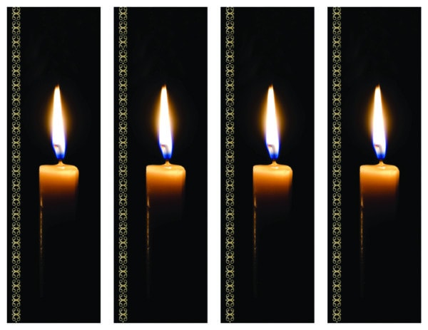 4 up Burning Candle and Scroll Bookmarks