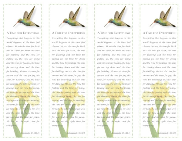 4 up Hummingbird and Ecclesiastes verse Bookmark