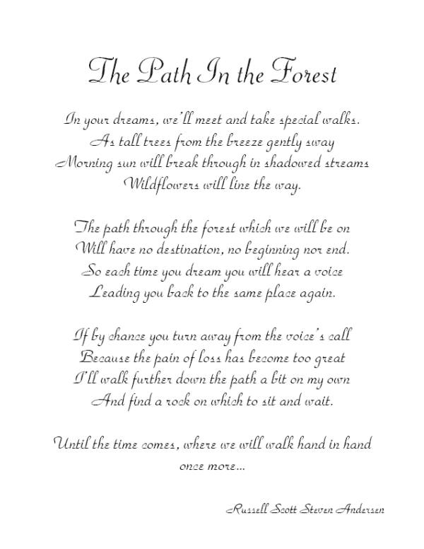 The Path in the Forest poem for service record