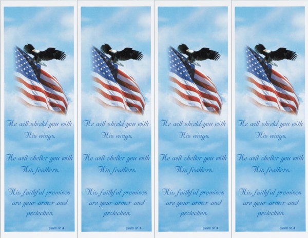 4 up American Flag and Psalm 91:4 Bookmark