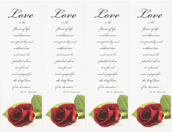 4 up bookmark single red rose