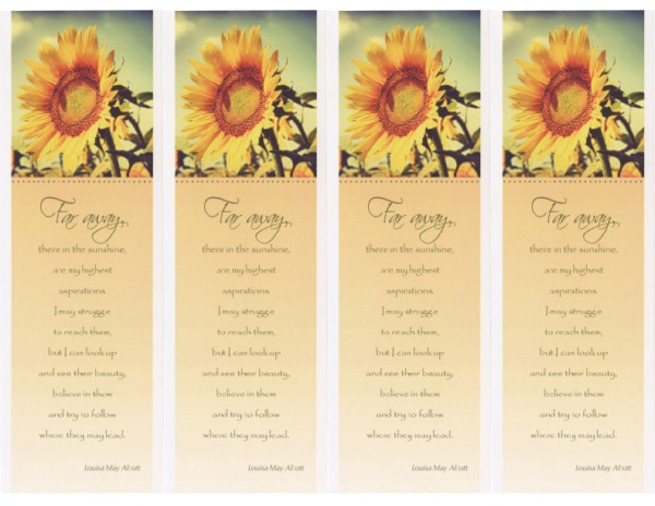 4 up Sunflower Bookmark