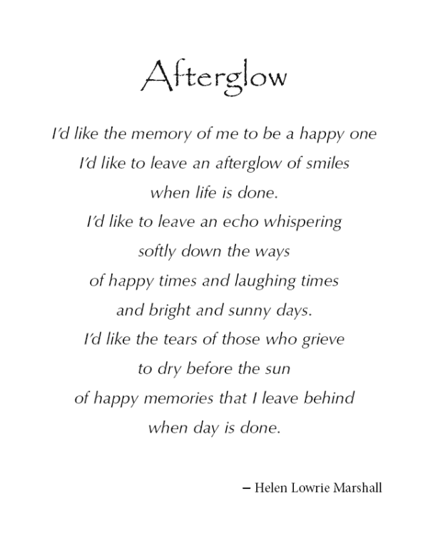 Afterglow poem by Helen Lowrie Marshall