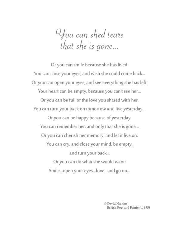 You can shed tears poem Yellow Rose insert