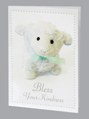Funeral Thank You card small white lamb plush bless your kindness