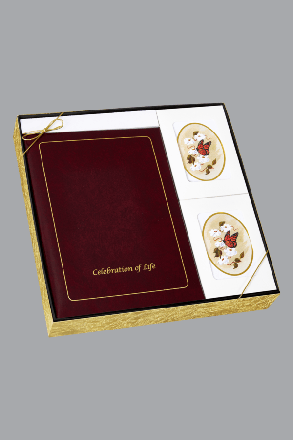 Burgundy and Gold Foil Celebration of Life Box Set