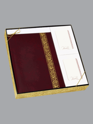Burgundy and Gold Foil Classic Scroll Box Set