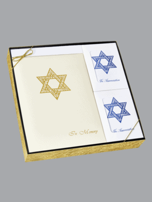 Ivory and Gold Foil Star of David Box Set