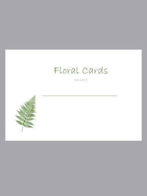 white floral card with green fern design