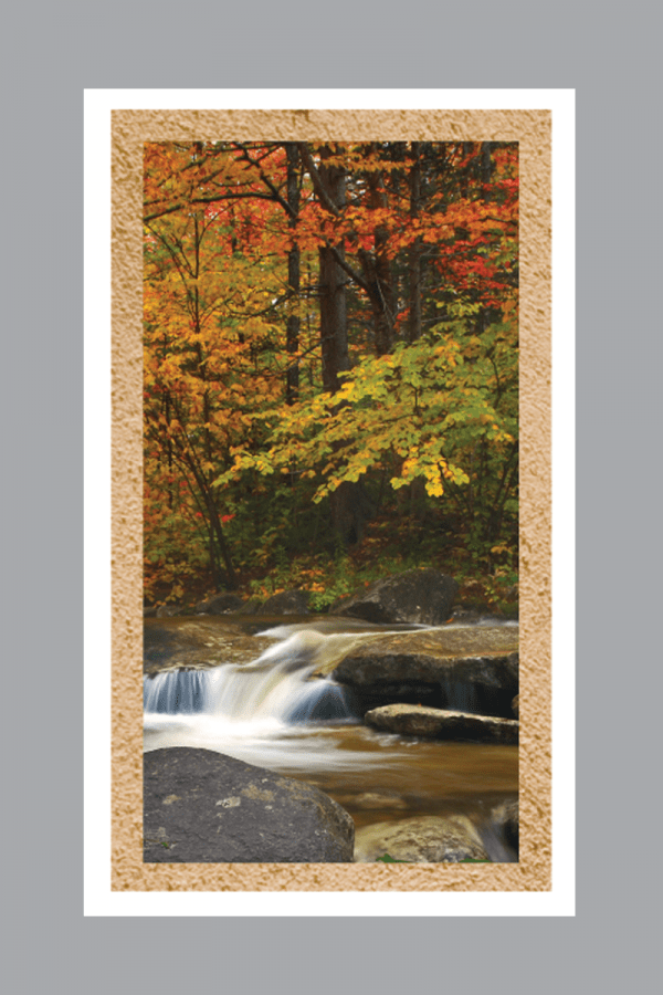 Wooded autumn scene with stream Prayer Card