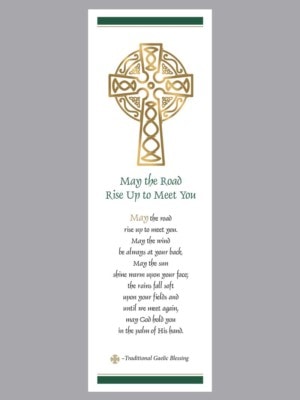 Gold Celtic Cross May the Road rise up to meet you bookmark