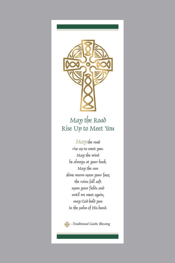 Gold Celtic Cross May the Road rise up to meet you bookmark