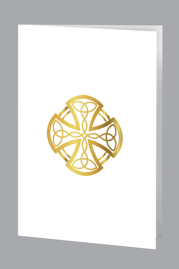 gold Celtic Design on white Thank You card