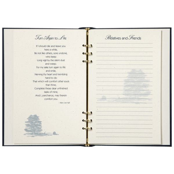 Tranquil Park funeral guest book open page 7503