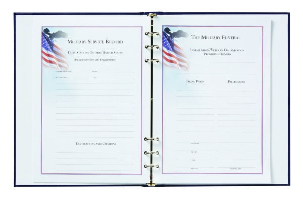 Opened Patriotic book showing military insert pages