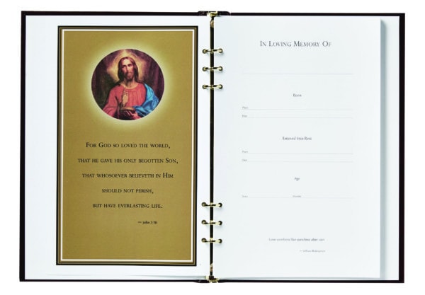 Open last supper book showing Jesus divider page