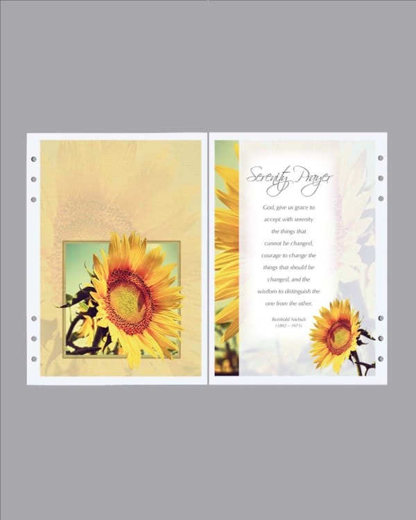 sunflower and serenity prayer divider page