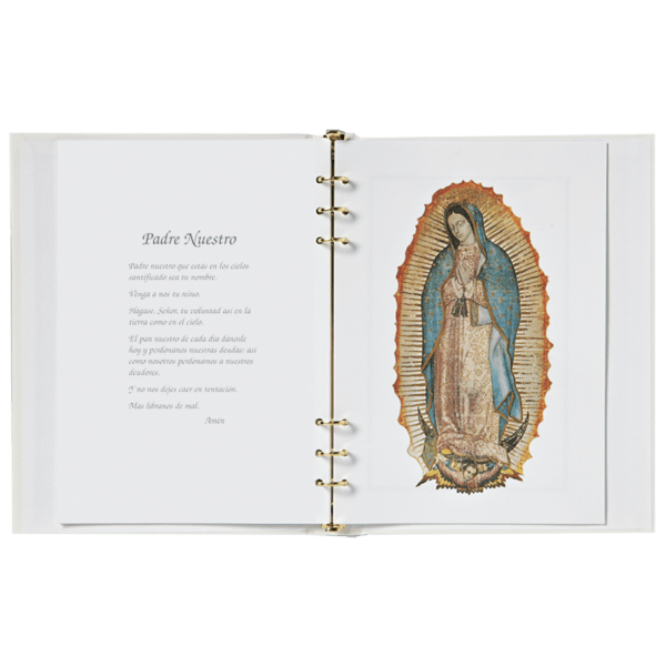 Our Lady of Guadalupe funeral guest book open pages spanish 857-BK