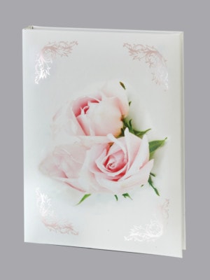 cherished pink roses funeral guest book