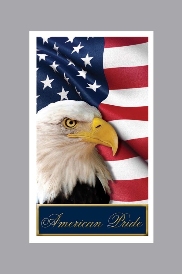 bald eagle with American flag American pride prayer card