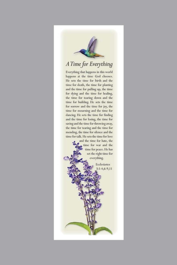 Hummingbird with lilac and verse bookmark