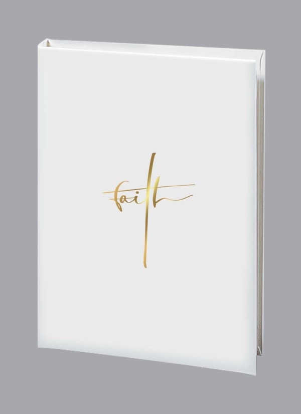 White gold faith funeral guest book