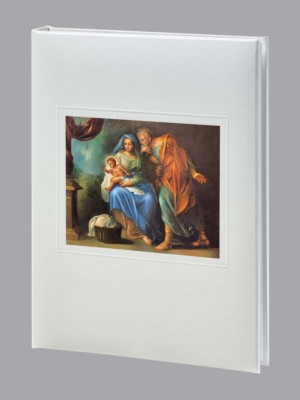 Holy Family white funeral guest book