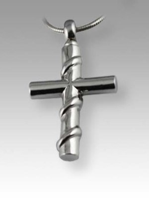 Silver cross with silver wire wrapped pendant