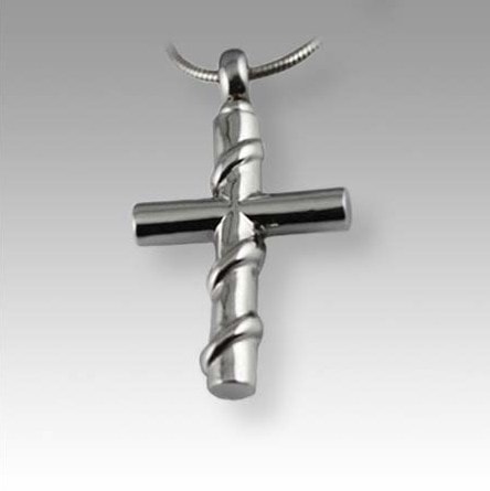 Silver cross with silver wire wrapped pendant