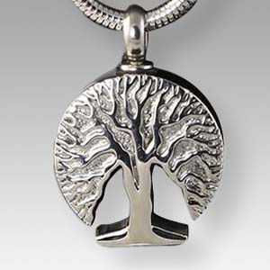 shiny silver tree pendant