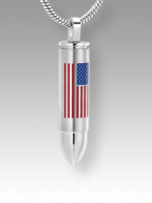 silver bullet with American Flag pendant