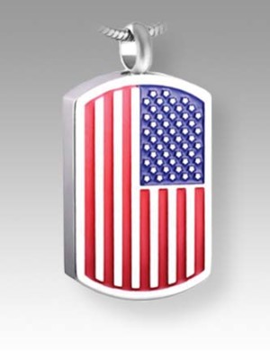 American Flag Dog Tag silver pendant