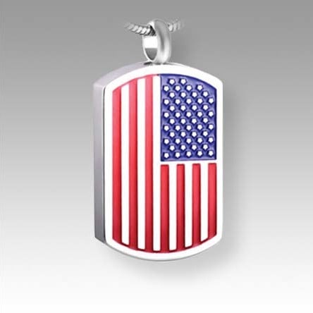 American Flag Dog Tag silver pendant