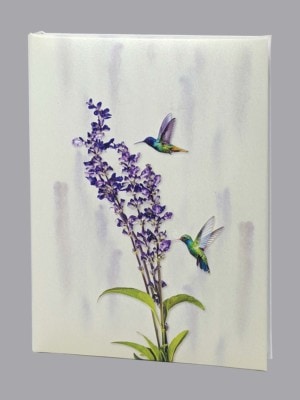 2 hummingbirds with lilac flowers funeral guest book