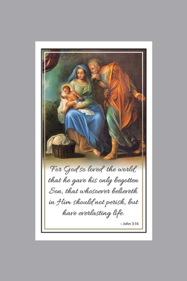 John 3 16 Holy Family Prayer Card