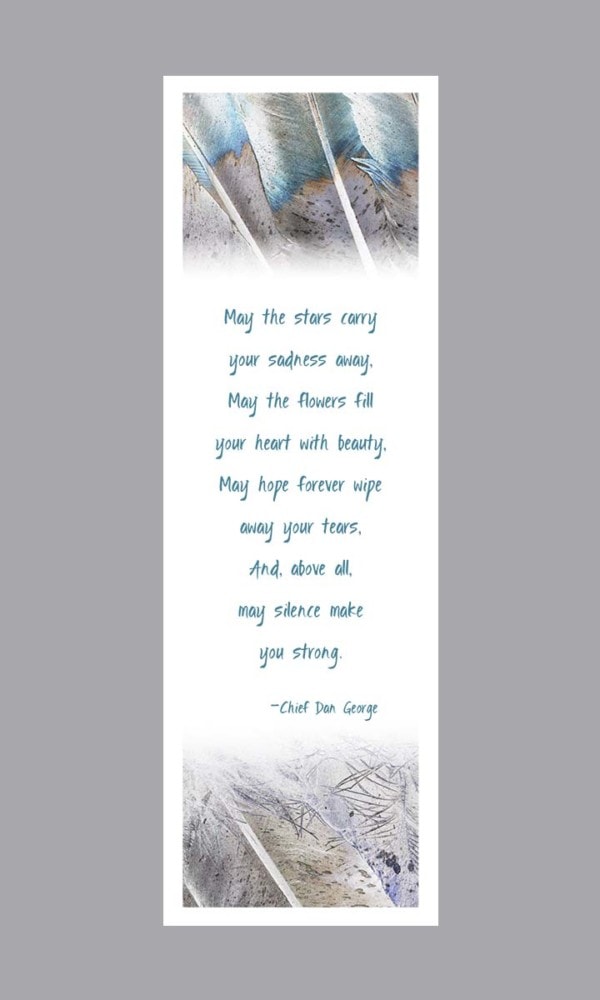 Feathers with phrase bookmark