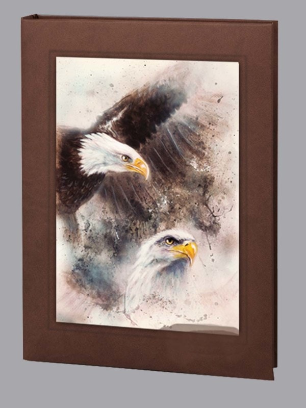 two watercolor bald eagles brown funeral guest book