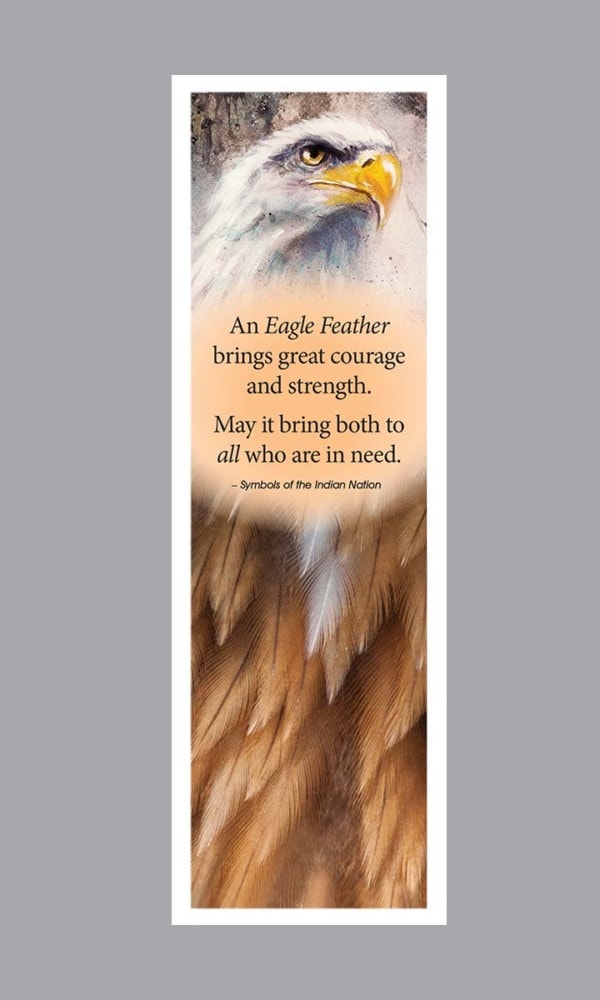 Eagle with feather and saying bookmark