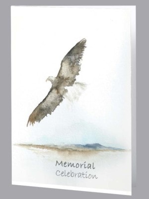 watercolor flying eagle memorial celebration card